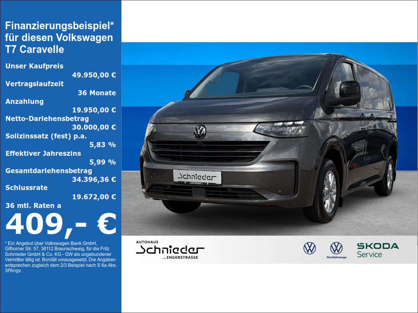 Fahrzeugabbildung Volkswagen T7 Caravelle 110 kW KR 2.0 TDI Life 9- Sitzer Na - mit KI generiert/bearbeitet