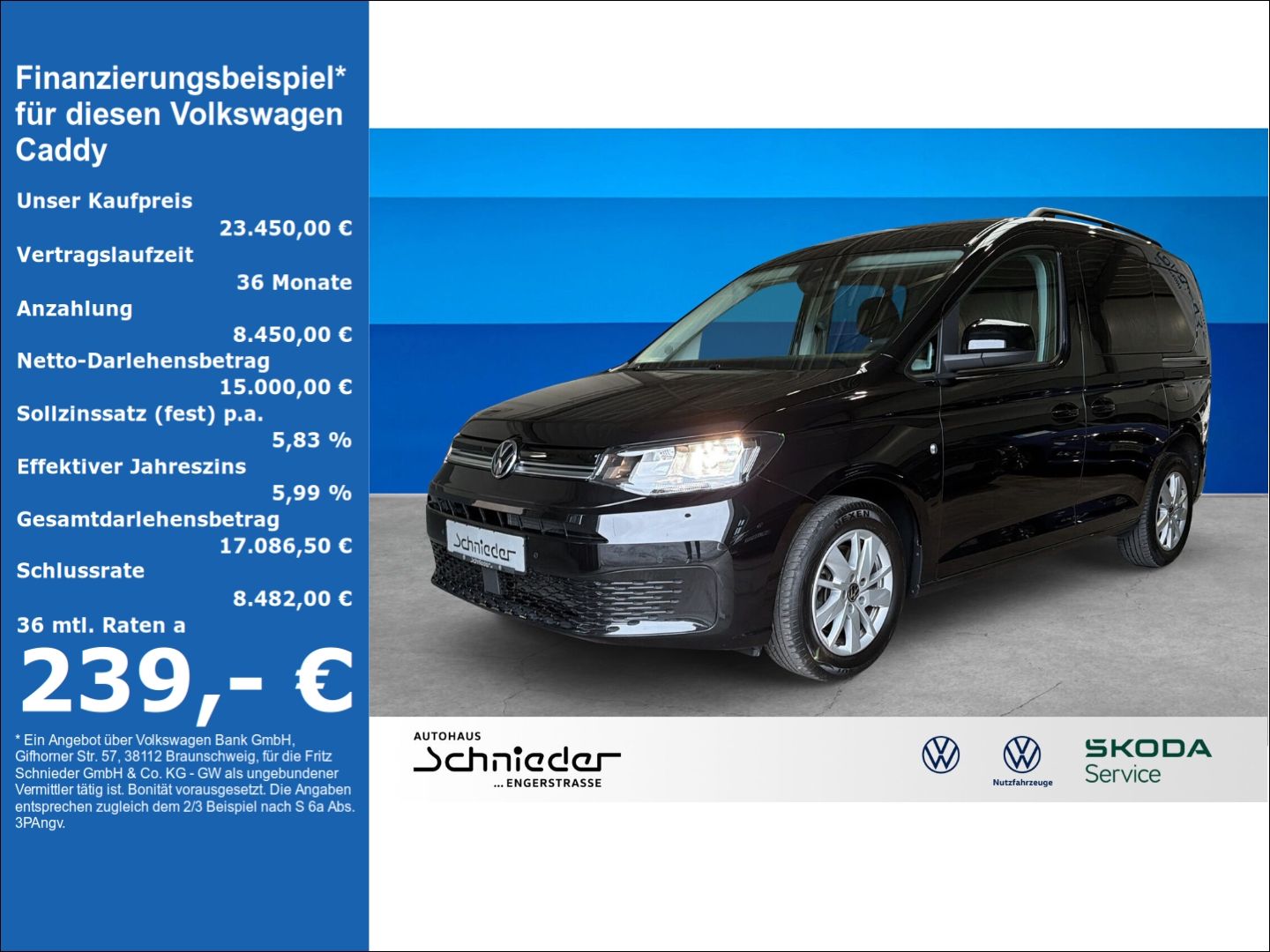Fahrzeug 1 Fahrzeugabbildung Volkswagen Caddy 1.5 TSI Life Rear View Climatronic - mit KI generiert/bearbeitet