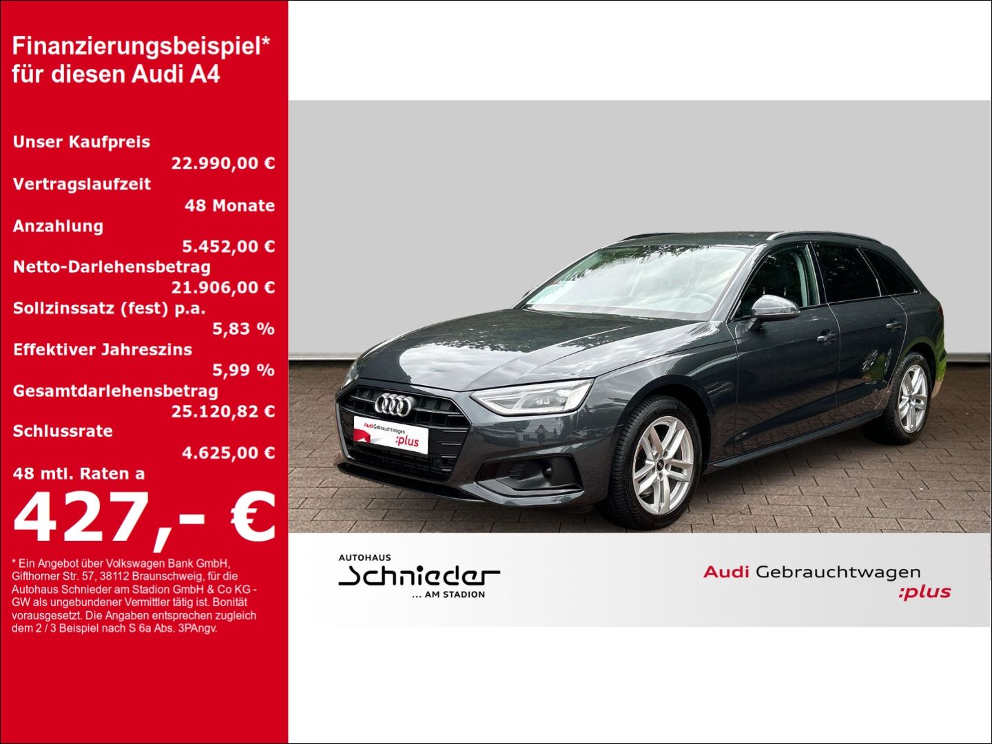 Fahrzeug 1 Fahrzeugabbildung Audi A4 Avant 35 TFSI advanced - mit KI generiert/bearbeitet