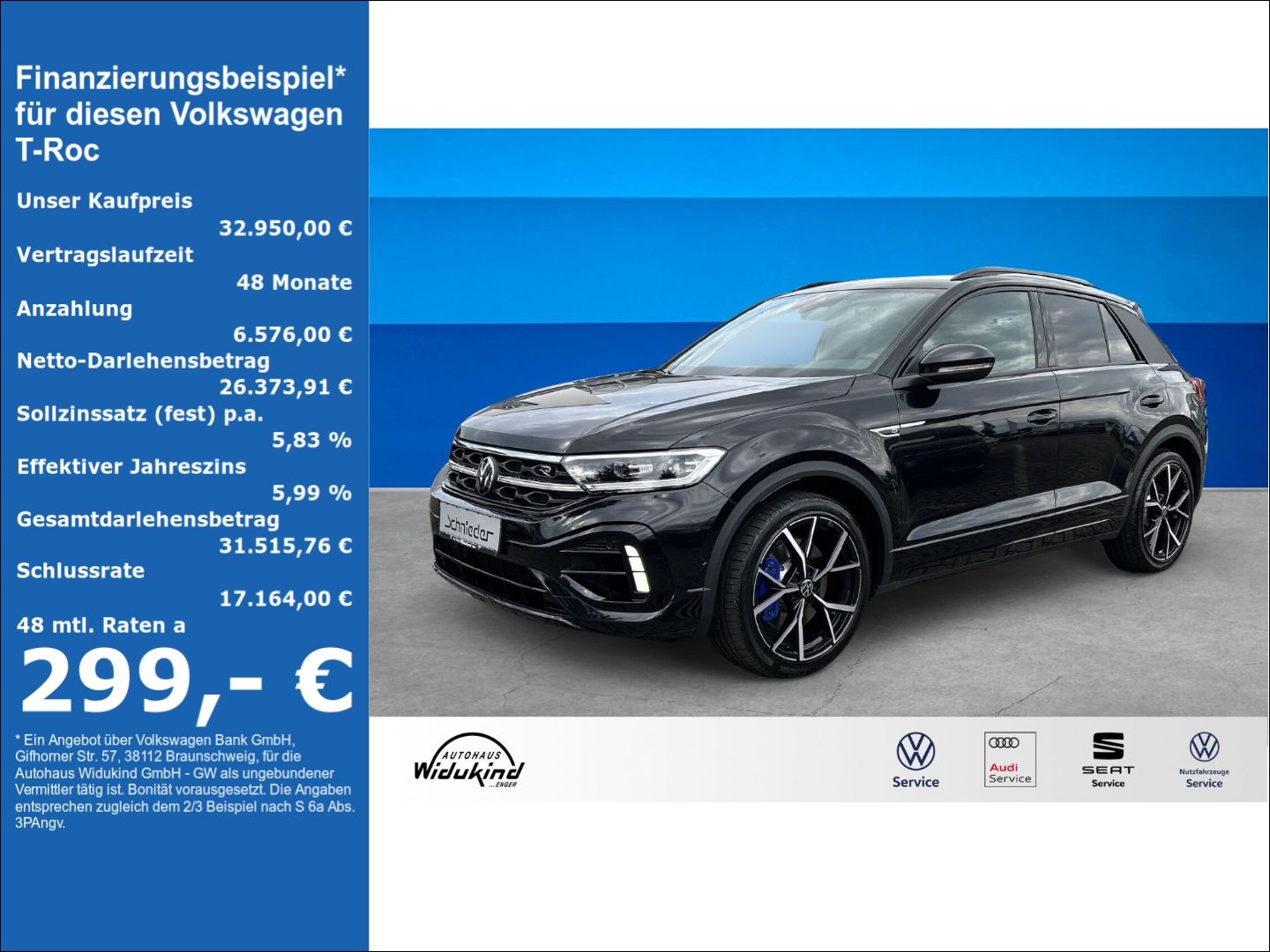 Fahrzeug 1 Fahrzeugabbildung Volkswagen T-Roc 2.0 TSI R 4Motion Navi Digitales Cockpit L - mit KI generiert/bearbeitet