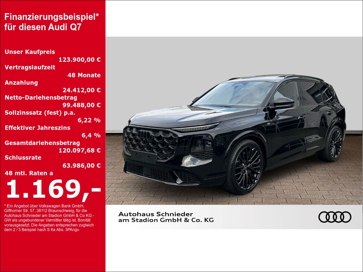 Fahrzeug 1 Fahrzeugabbildung Audi Q7 SUV TDI 220KW+HUD+LUFT+STHZ+AHK-EL+PANO+B&O - mit KI generiert/bearbeitet