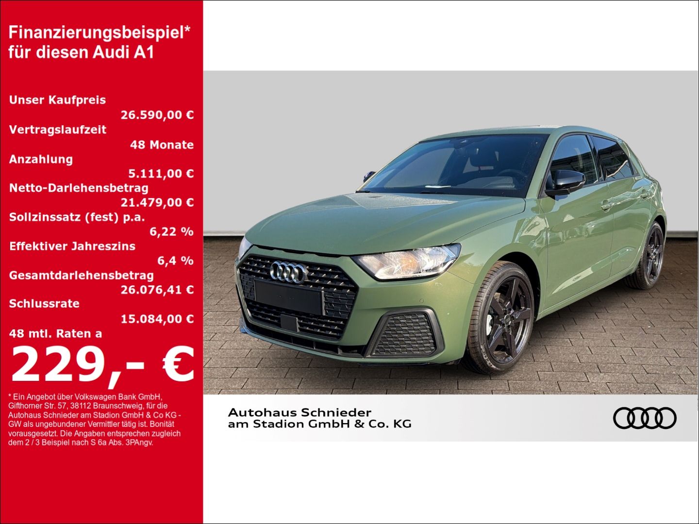 Fahrzeugabbildung Audi A1 SPORTBACK 30TFSi S-TRONIC+SLINE+VIRTUAL+PDC - mit KI generiert/bearbeitet