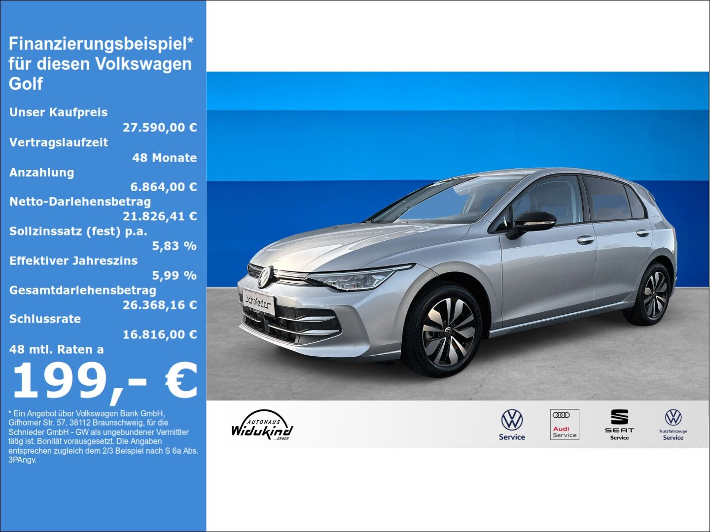 Fahrzeug 1 Fahrzeugabbildung Volkswagen Golf Mildhybrid EU6e VIII 1.5 eTSI 85 kW Goal AH - mit KI generiert/bearbeitet