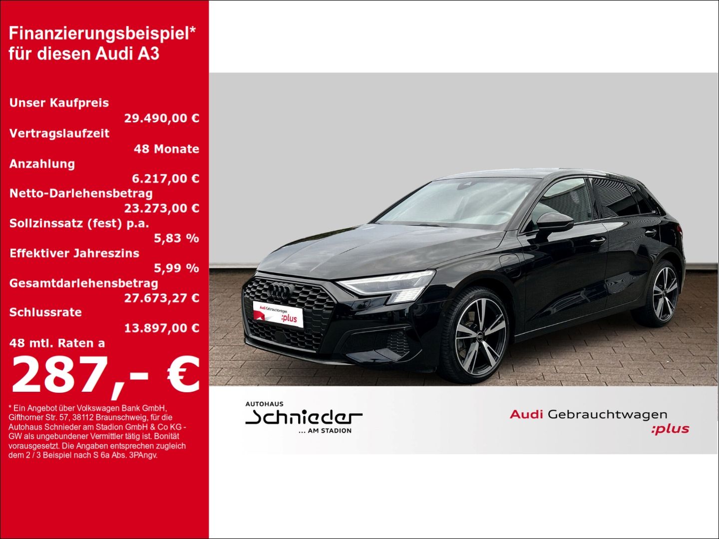 Fahrzeugabbildung Audi A3 Sportback 40 TFSI e S tronic S Line MATRIX CA - mit KI generiert/bearbeitet