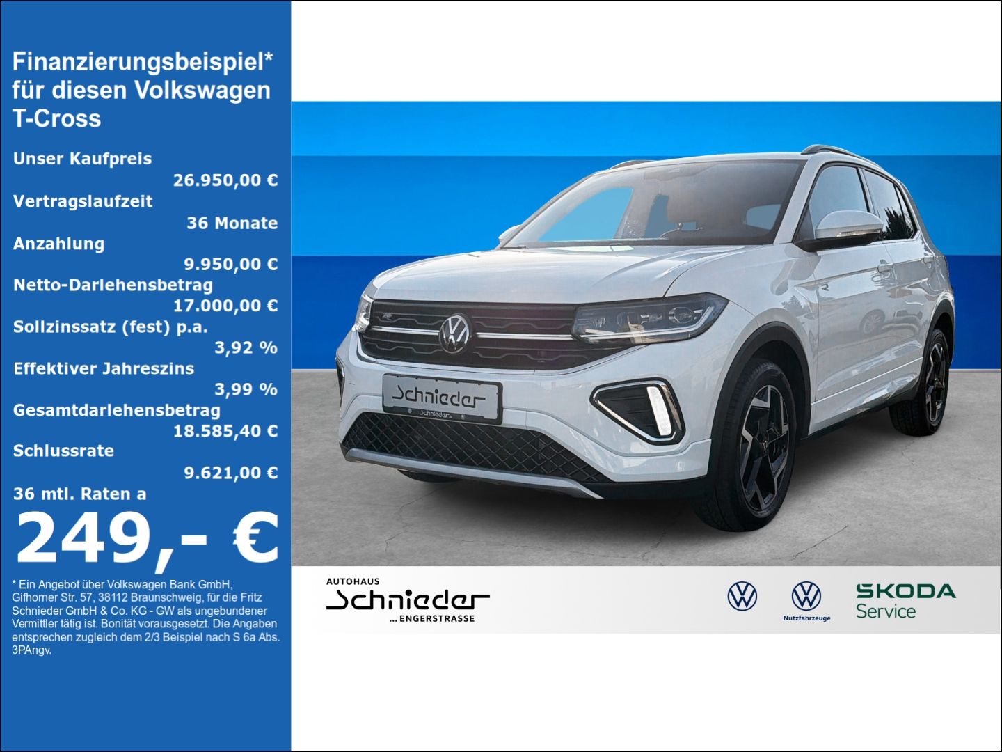 Fahrzeugabbildung Volkswagen T-Cross 1.5 TSI R-Line Rear View AHK Clima - mit KI generiert/bearbeitet
