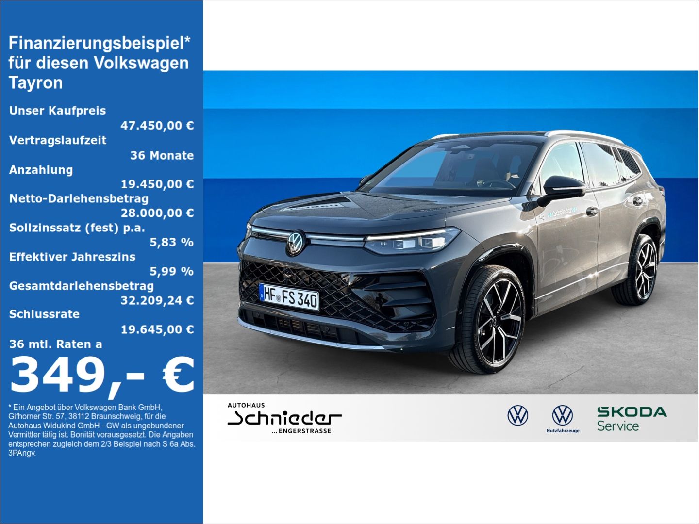 Fahrzeugabbildung Volkswagen Tayron 2.0 TDI R-Line 4Motion IDA Harman Kardon - mit KI generiert/bearbeitet