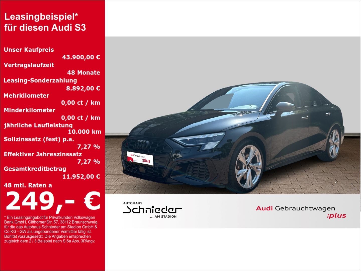 Audi S3 Limousine 2.0 TFSI quattro NAVI+LEDER+B&O