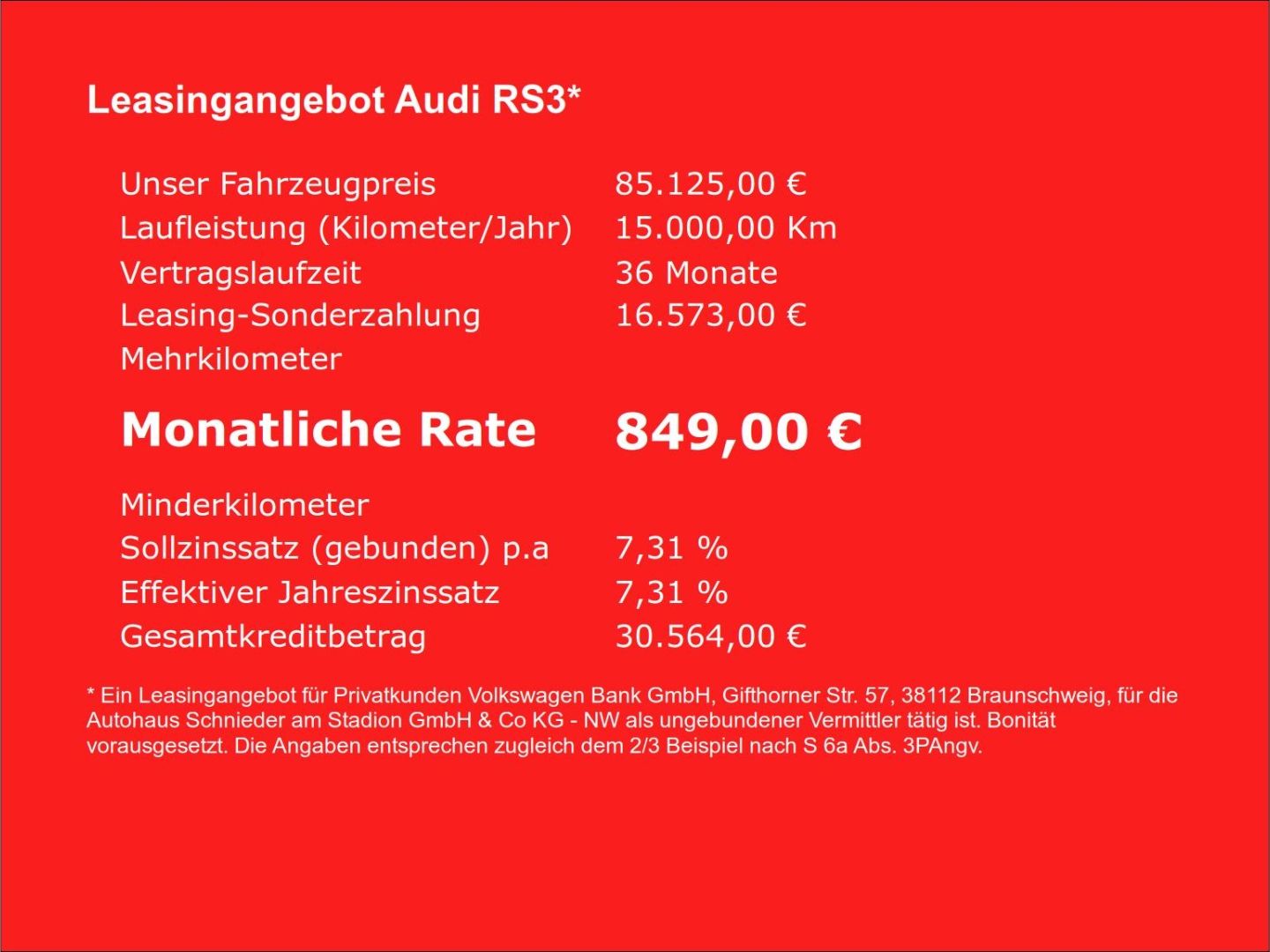 Fahrzeug 5 Fahrzeugabbildung Audi RS3 Sportback 2.5 TFSI quattro HUD+PANO+NAVI+LED