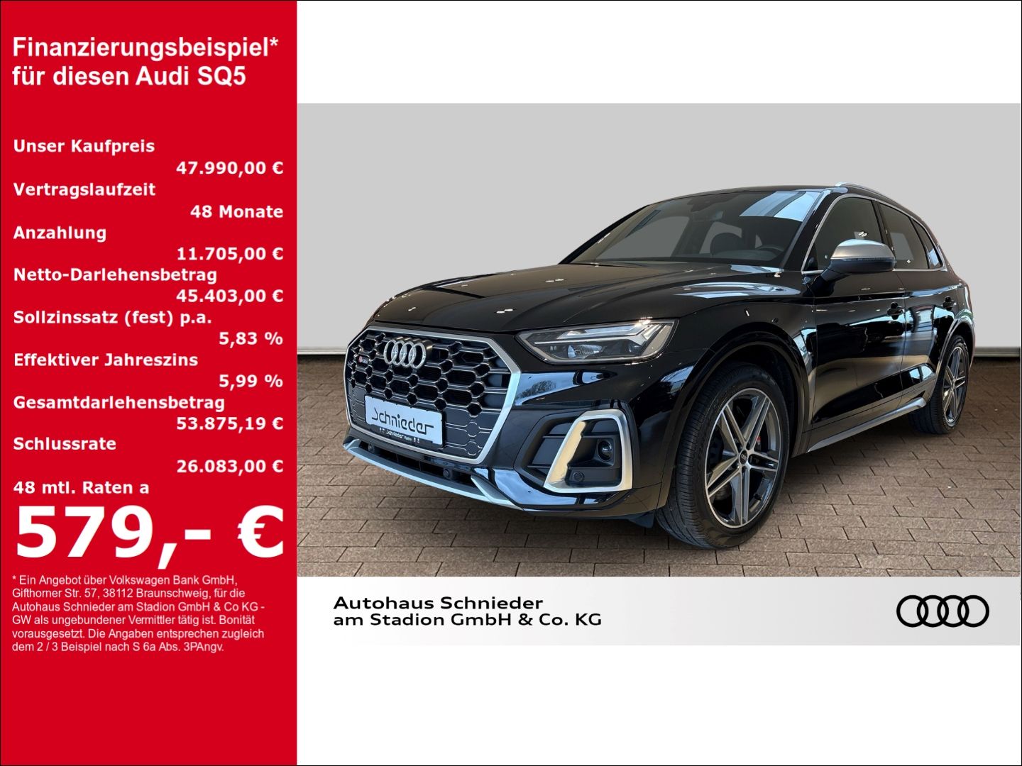 Fahrzeugabbildung Audi SQ5 3.0 TDI quattro AHK Teilleder SHZ vo+hi CARP - mit KI generiert/bearbeitet