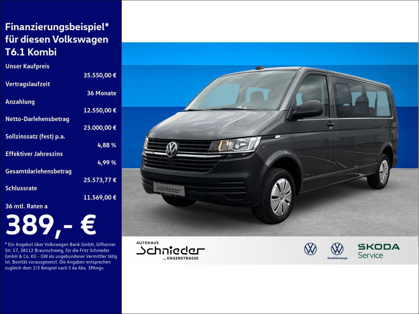 Fahrzeuge 10 Volkswagen T6.1 Kombi 2.0 TDI L2H1 9 Sitzer NAVI AHK