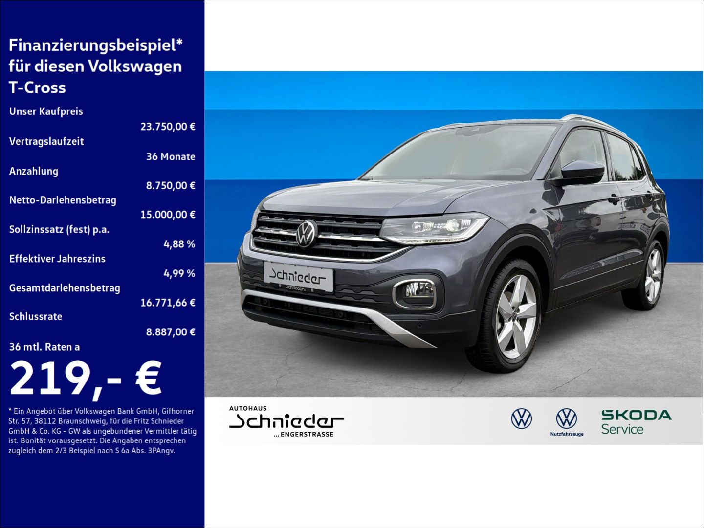 Fahrzeuge 8 Volkswagen T-Cross Style 1.5 l TSI ACT Navi ACC Climatronic