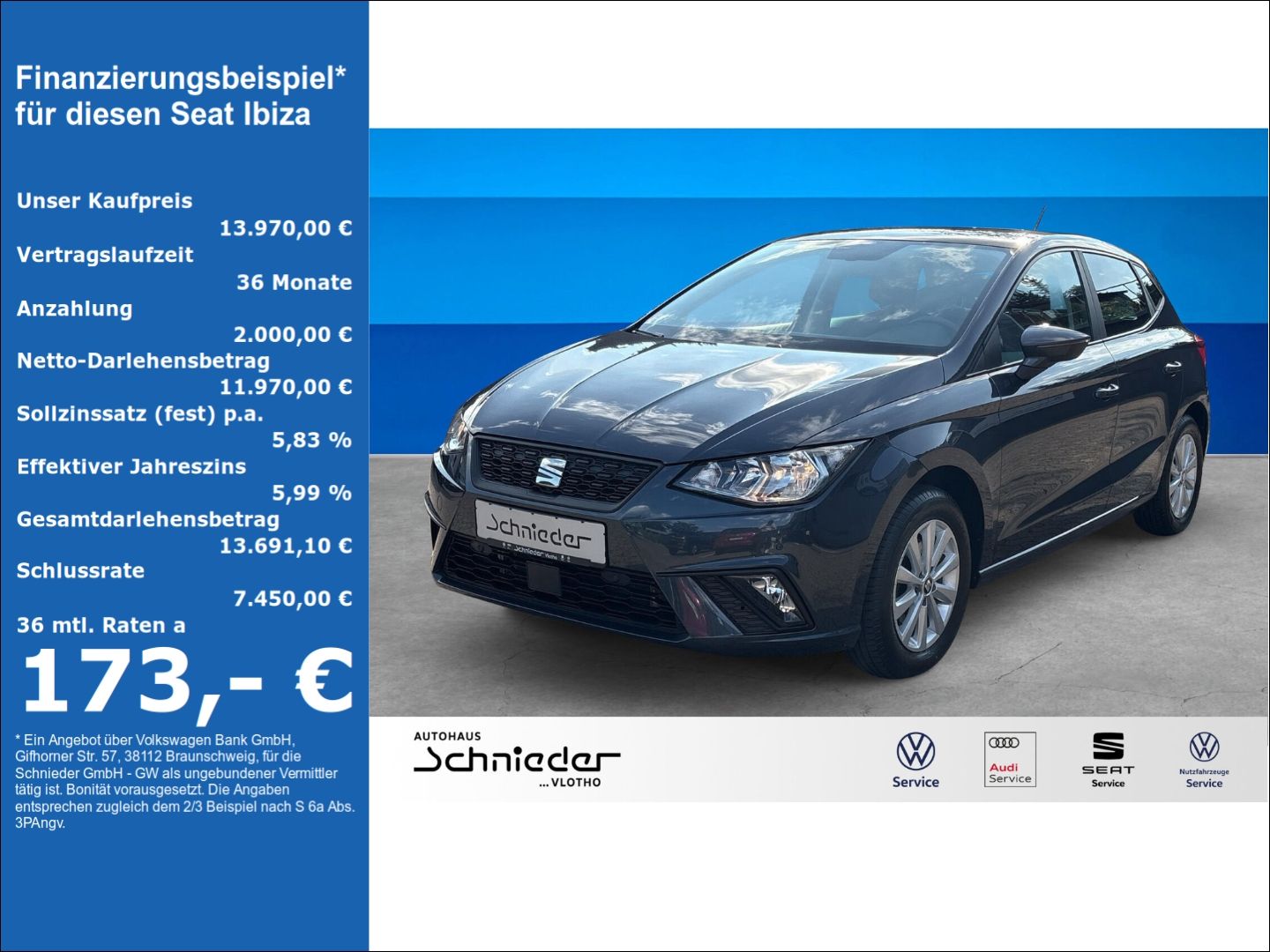 Fahrzeuge 12 SEAT Ibiza 1.0 TSI Style SHZ PDC CAM Klima AT - mit KI generiert/bearbeitet
