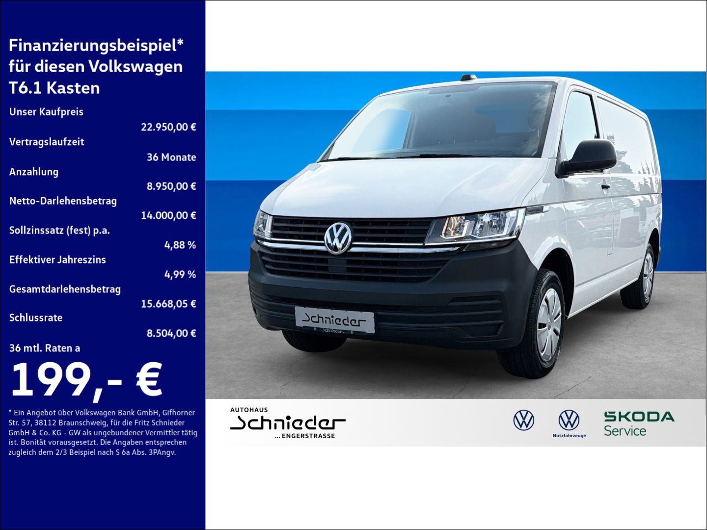 Fahrzeuge 1 Volkswagen T6.1 Kasten 2.0 TDI L1H1 AHK Navi Einparkhilfe