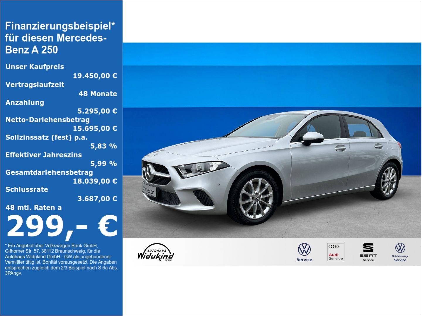 Fahrzeug 1 Fahrzeugabbildung Mercedes-Benz A 250 -Klasse EU6d-T (177.046) Navi Digitales Co - mit KI generiert/bearbeitet