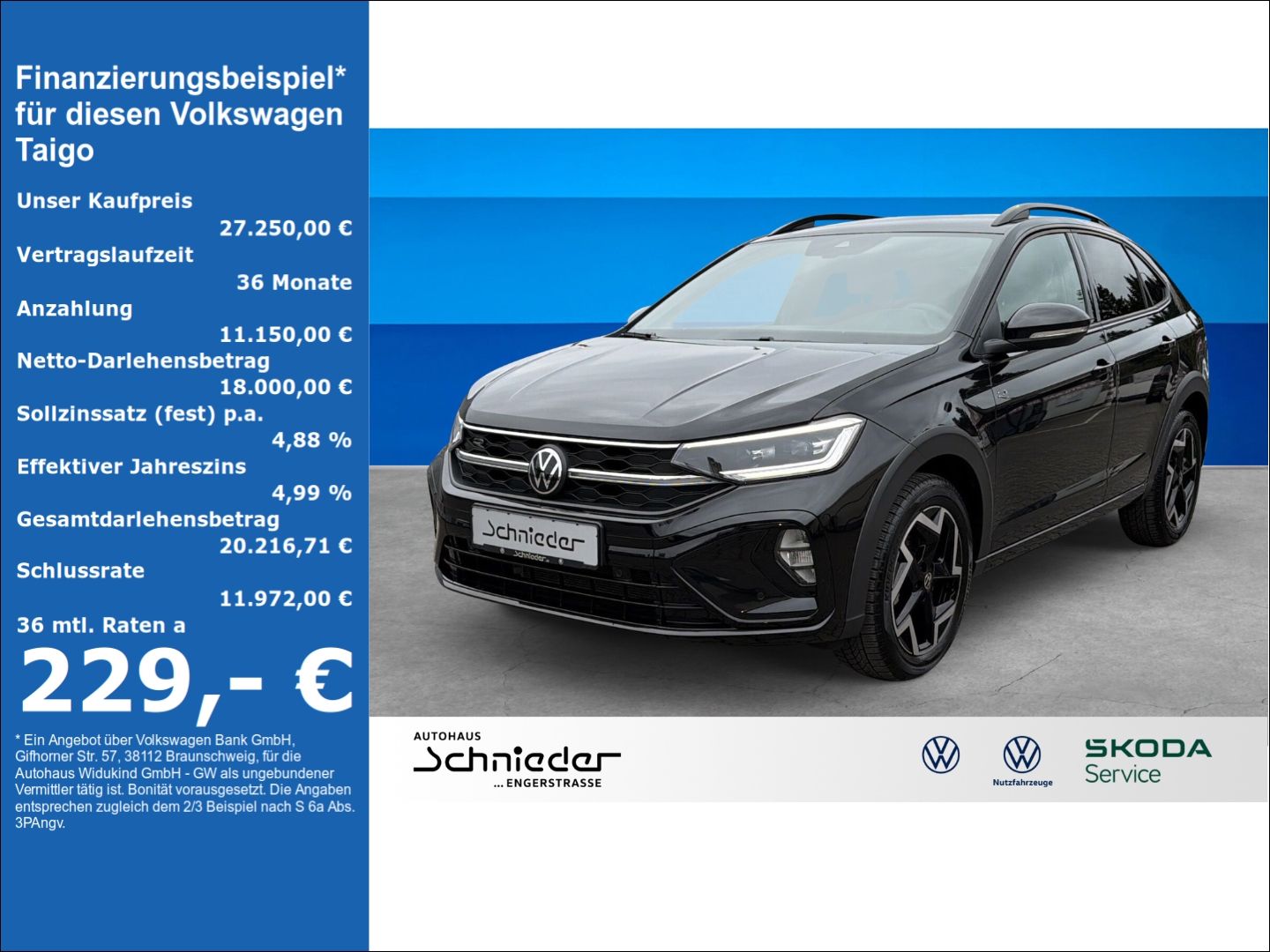 Fahrzeugabbildung Volkswagen Taigo R-Line 1.5 TSI Rear View IQ.DRIVE Navi - mit KI generiert/bearbeitet