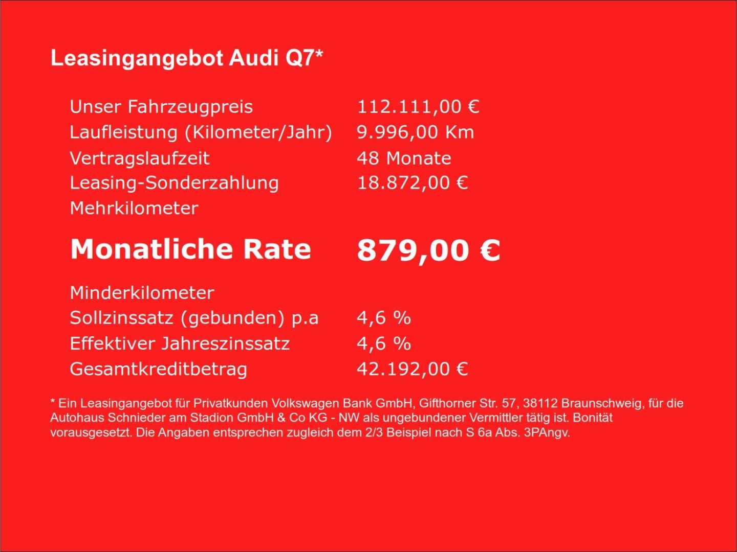 Fahrzeugabbildung Audi Q7 50 TDI S-LINE+HUD+PANO+AHK+LEDER+STANDHZG+MAT