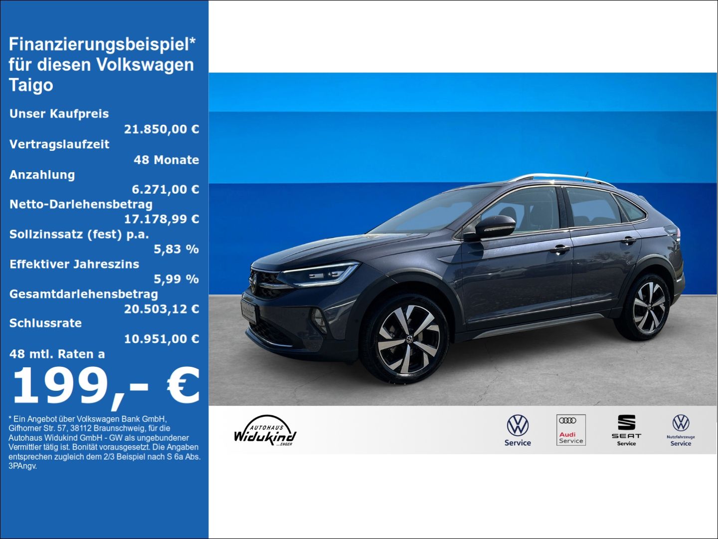 Fahrzeug 1 Fahrzeugabbildung Volkswagen Taigo 1.0 TSI Style Navi Digitales Cockpit LED B - mit KI generiert/bearbeitet