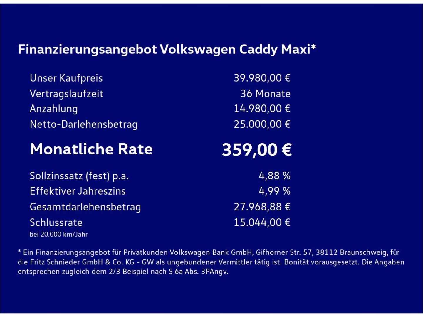 Fahrzeug 3 Fahrzeugabbildung Volkswagen Caddy Maxi 2.0 TDI Cargo AHK Clima App Connet