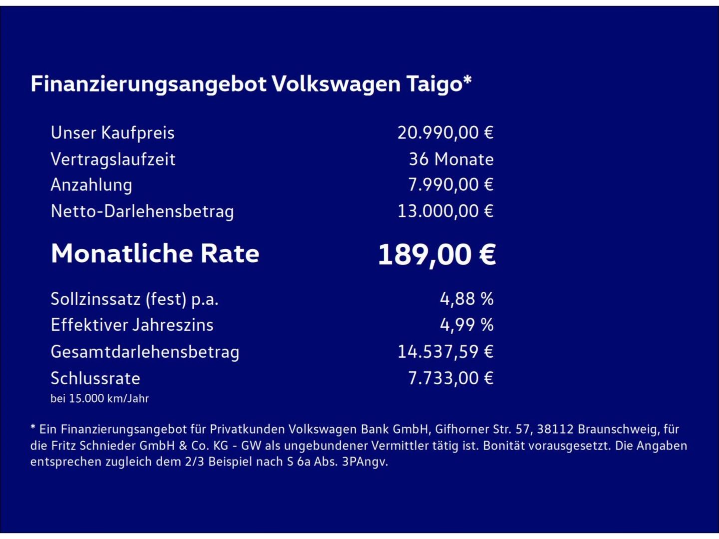 Fahrzeugabbildung Volkswagen Taigo 1.0 TSI Life Rear View IQ.DRIVE