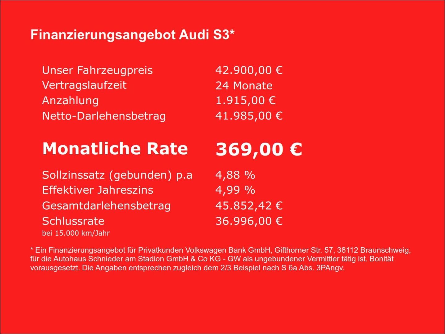 Fahrzeug 5 Fahrzeugabbildung Audi S3 Limousine 2.0 TFSI quattro MATRIX-LED+B&O+KAM