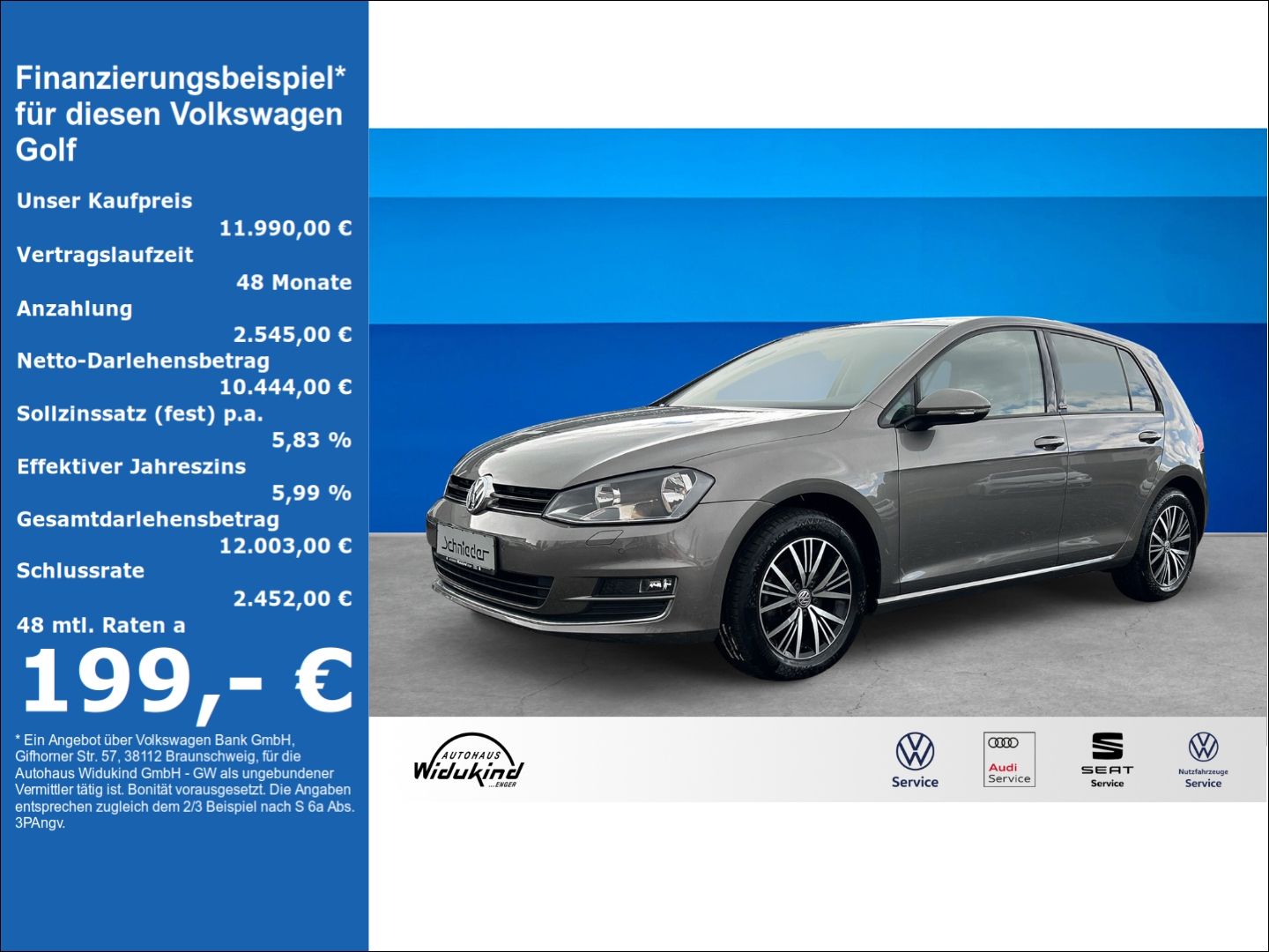 Fahrzeug 1 Fahrzeugabbildung Volkswagen Golf VII 1.4 TSI Allstar BMT Navi Dyn. Kurvenlic - mit KI generiert/bearbeitet