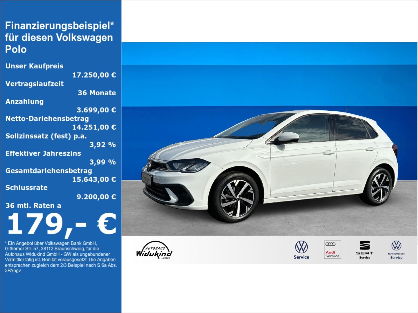 Fahrzeug 1 Fahrzeugabbildung Volkswagen Polo VI 1.0 TSI Life Navi Digitales Cockpit LED - mit KI generiert/bearbeitet