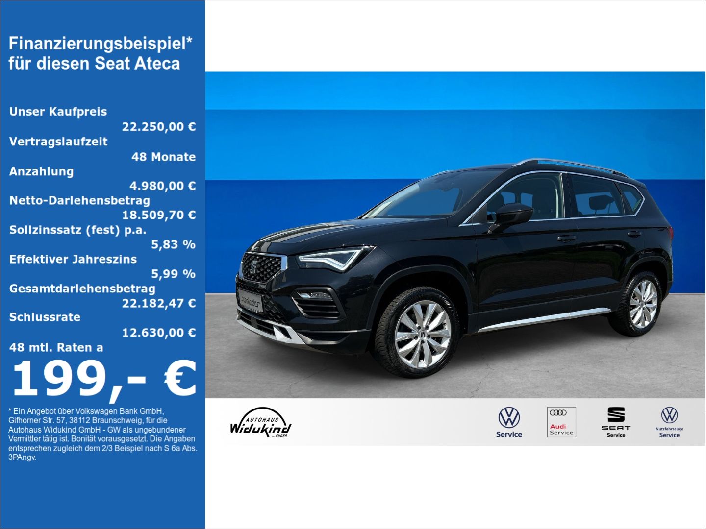 Fahrzeugabbildung SEAT Ateca 1.5 TSI Xperience Navi Leder Digitales Coc - mit KI generiert/bearbeitet
