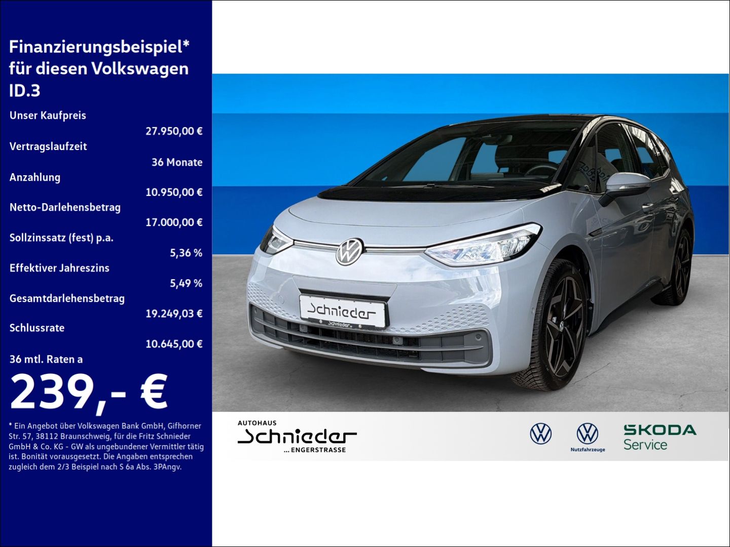 Fahrzeuge 3 Volkswagen ID.3 150 kW Pro S 4-Sitzer Rear View Info.-Paket