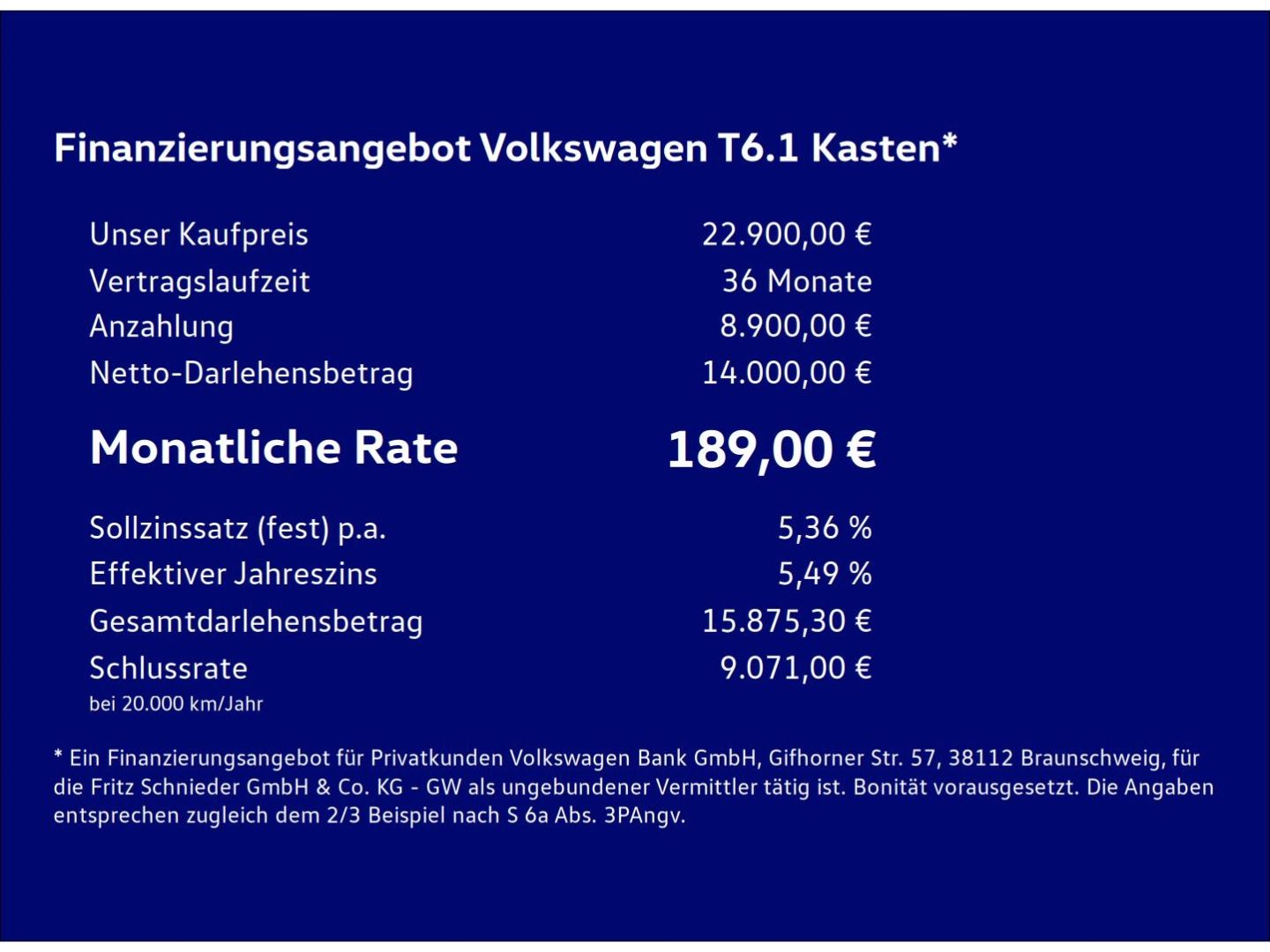 Fahrzeug 5 Fahrzeugabbildung Volkswagen T6.1 Kasten 2.0 TDI L1H1 Rear View AHK Klima