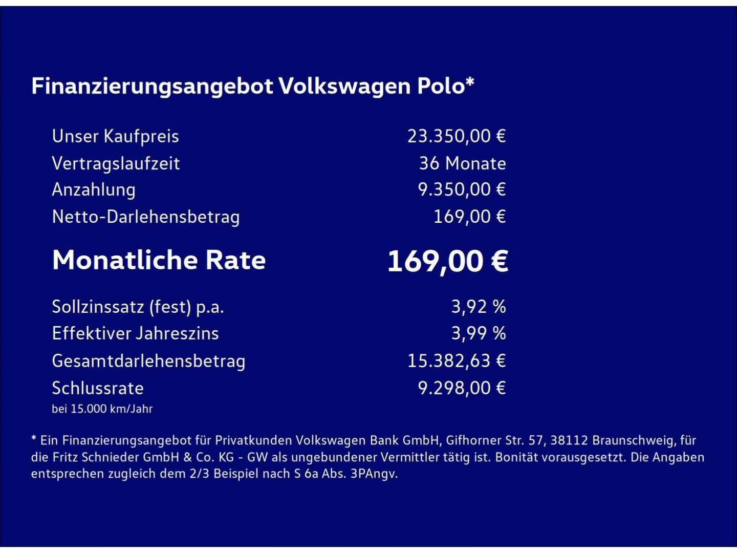Fahrzeugabbildung Volkswagen Polo 1.0 TSI Goal AHK Rear View LED