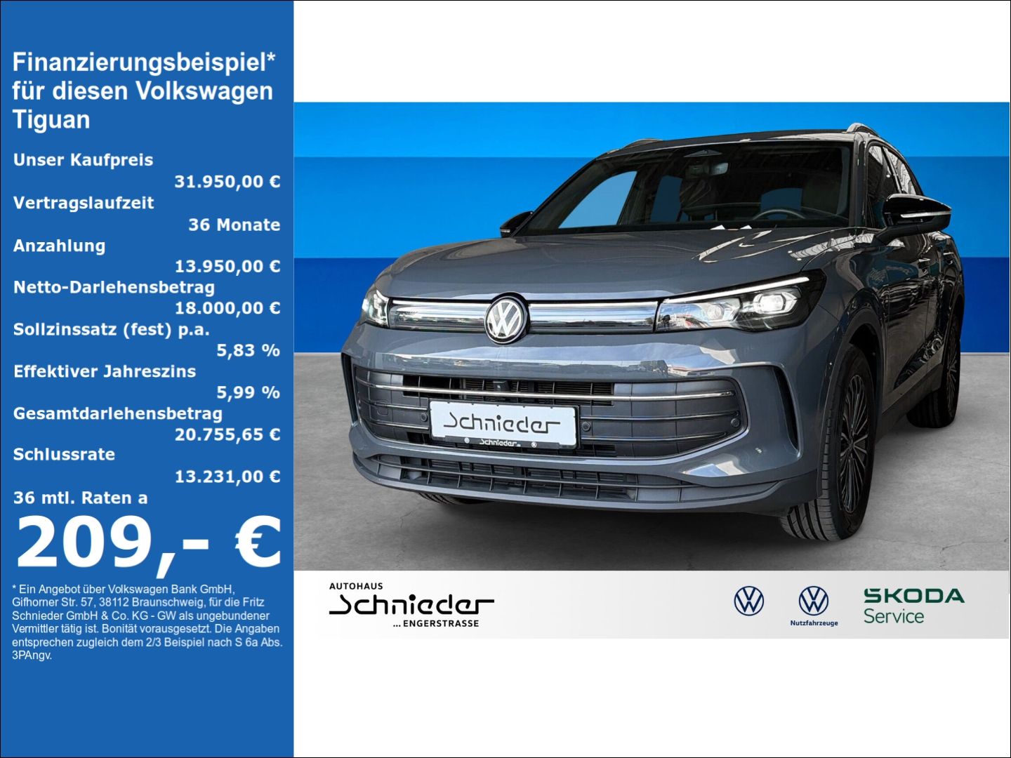Fahrzeug 1 Fahrzeugabbildung Volkswagen Tiguan 1.5 eTSI Goal AHK IQ.LIGHT Rear View - mit KI generiert/bearbeitet