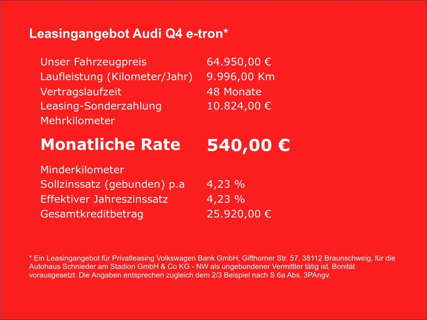 Fahrzeugabbildung Audi Q4 e-tron SUV210KW PERF.+SHZ+AHK+LED+PANO+TECHPL