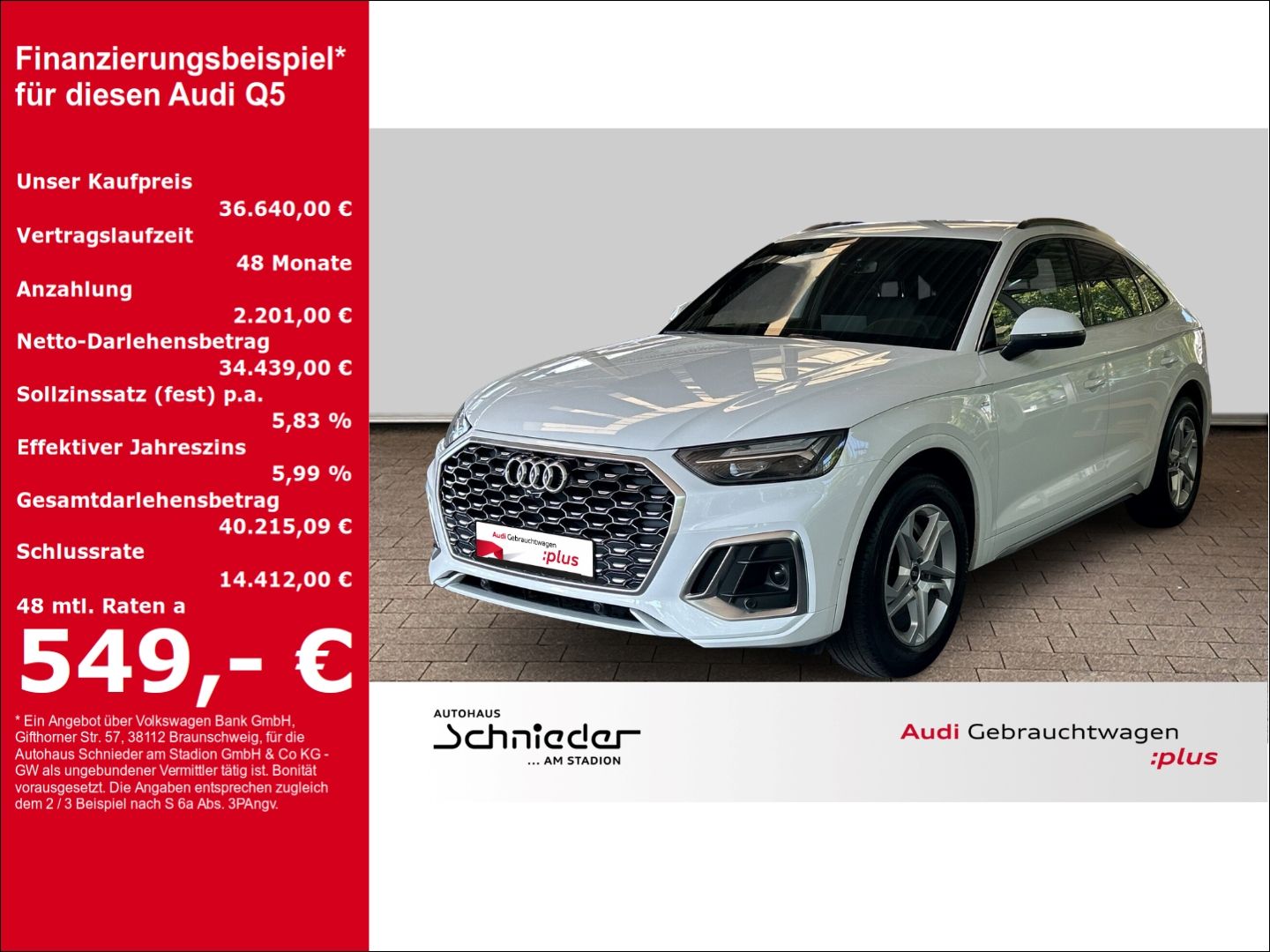 Fahrzeugabbildung Audi Q5 Sportback 35 TDI S tronic S Line Sportsitze S