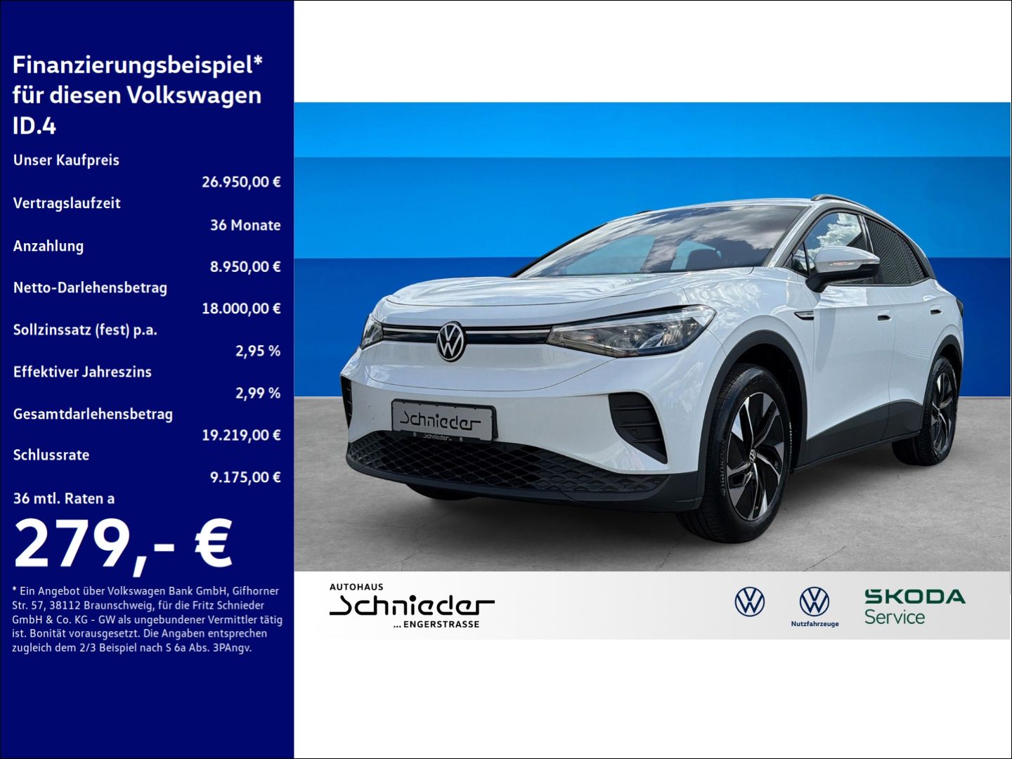 Fahrzeugabbildung Volkswagen ID.4 Pro Performance 150 Kw Clima Navi LED