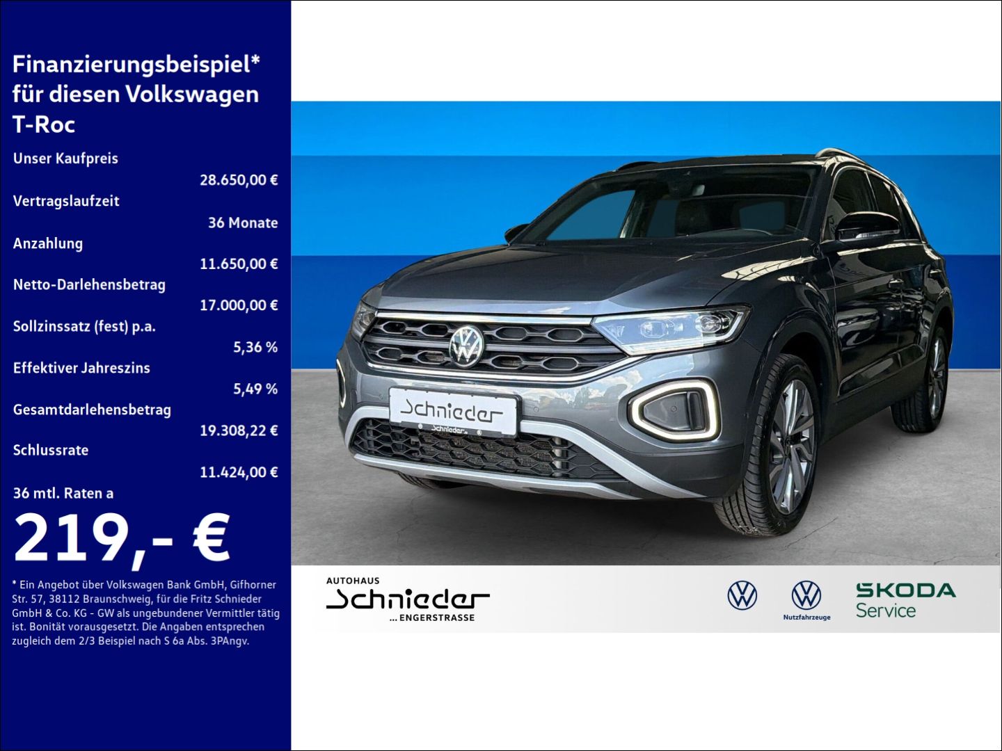 Fahrzeugabbildung Volkswagen T-Roc 1.5 TSI Goal Rear View Clima LED Navi