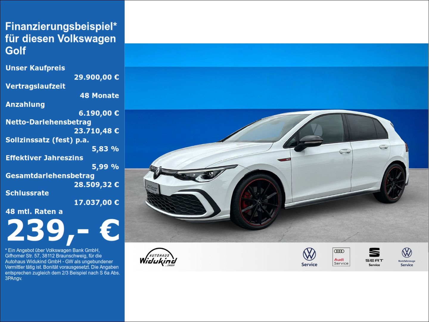 Fahrzeug 1 Fahrzeugabbildung Volkswagen Golf VIII 2.0 TSI GTI Navi Digitales Cockpit Sou - mit KI generiert/bearbeitet