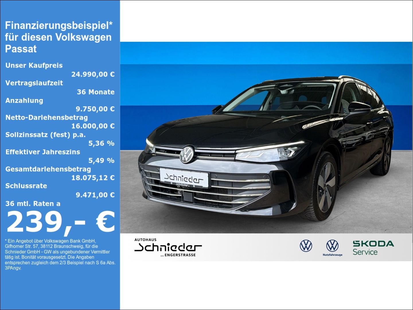 Fahrzeuge 2 Volkswagen Passat 1.5 eTSI Business Rear View Navi Clima - mit KI generiert/bearbeitet