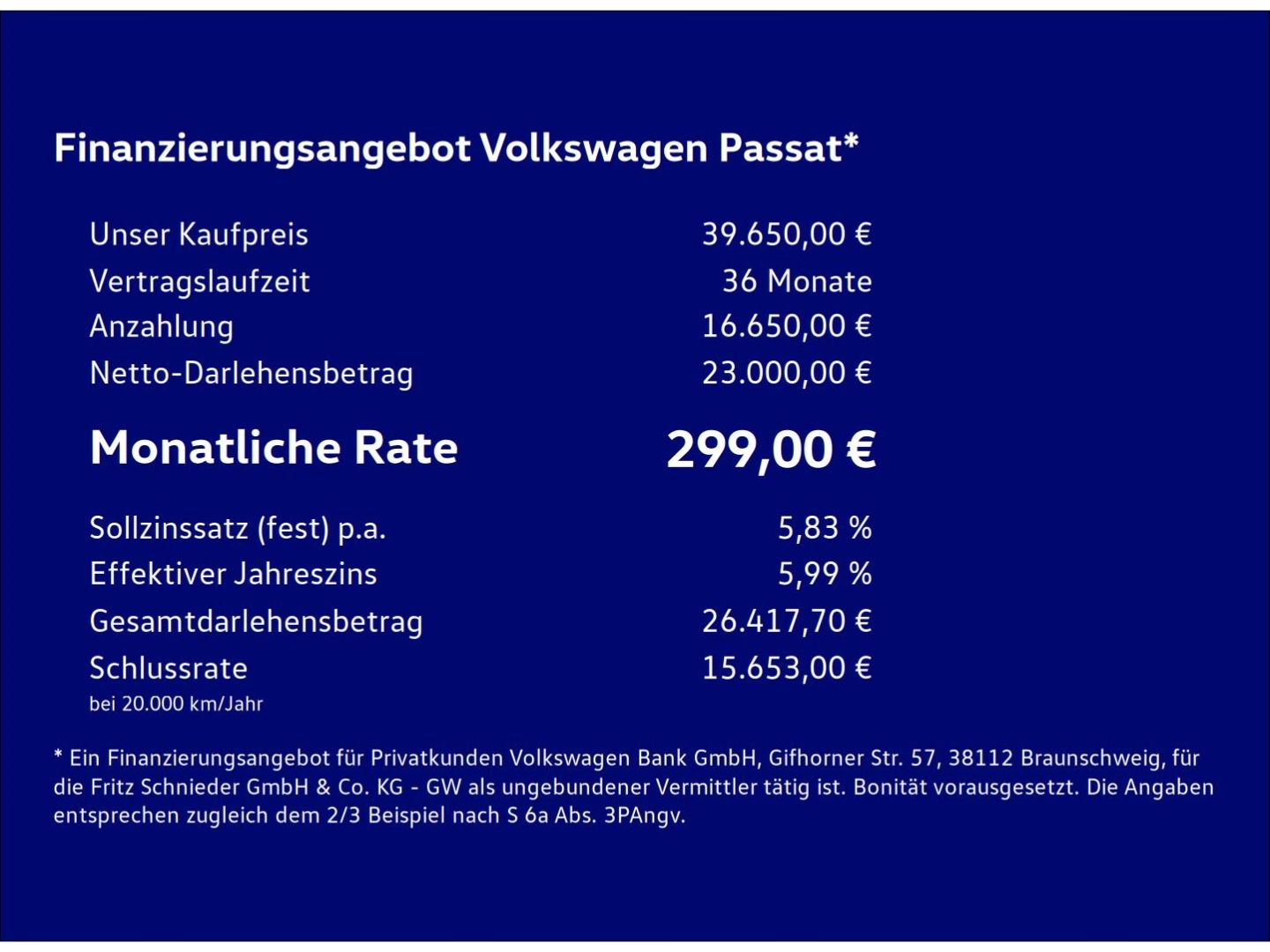 Fahrzeugabbildung Volkswagen Passat 2.0 TDI Business Premium AHK 360 Kamera