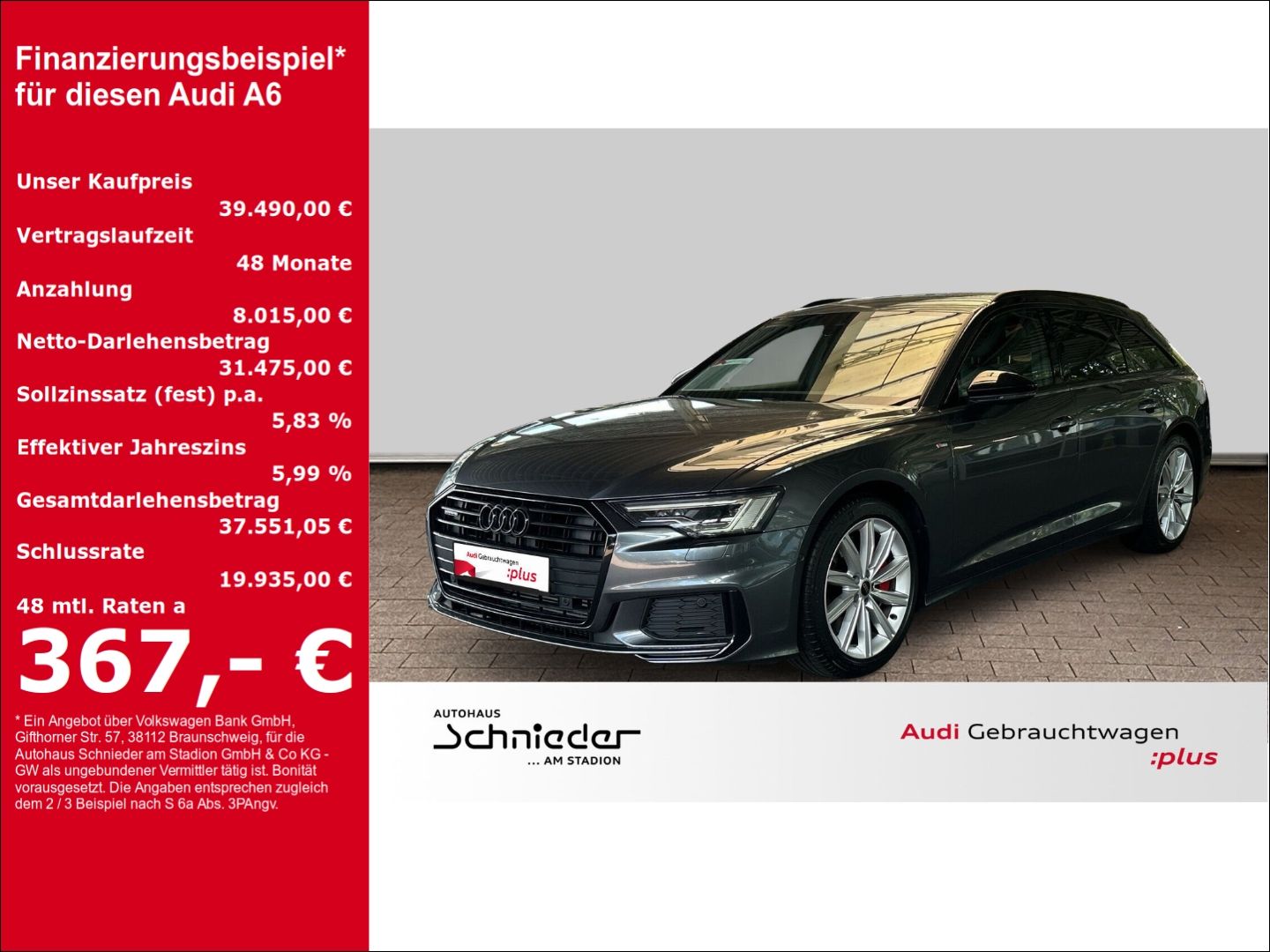 Fahrzeuge 5 Audi A6 sport Avant 55 TFSI e quattro S Line LED Opti - mit KI generiert/bearbeitet