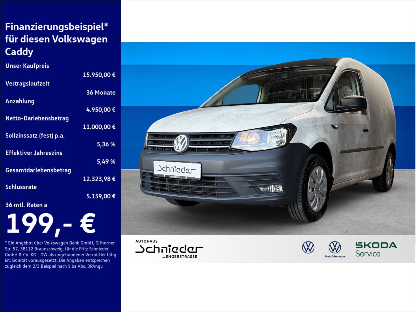 Fahrzeugabbildung Volkswagen Caddy Kasten EcoProfi  1.0 TSI  Klima Navi Telef