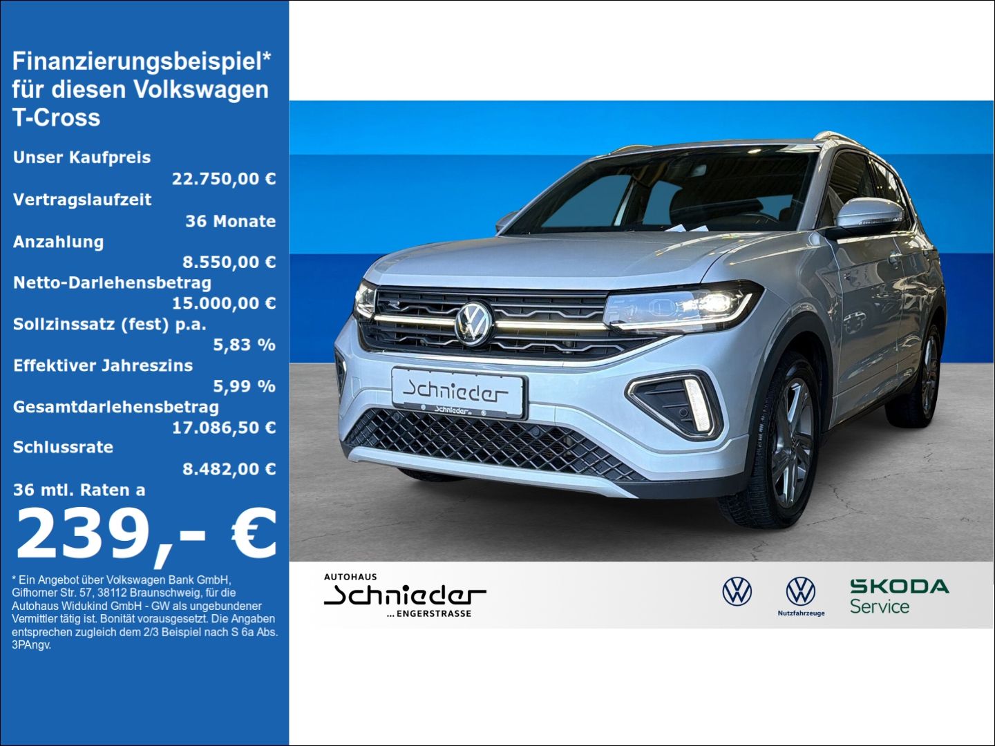 Fahrzeuge 3 Volkswagen T-Cross 1.0 TSI R-Line Climatronic Rear View - mit KI generiert/bearbeitet